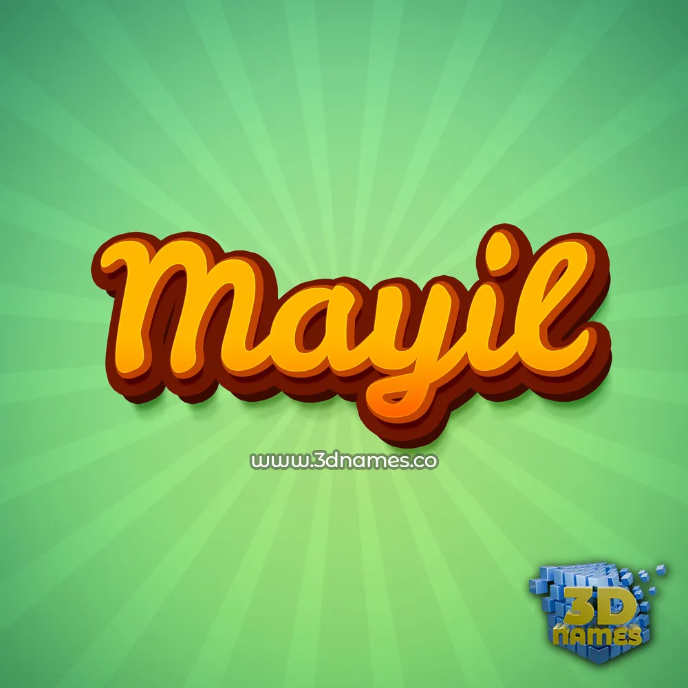 mayil in Green Rays style - 3D name wallpaper