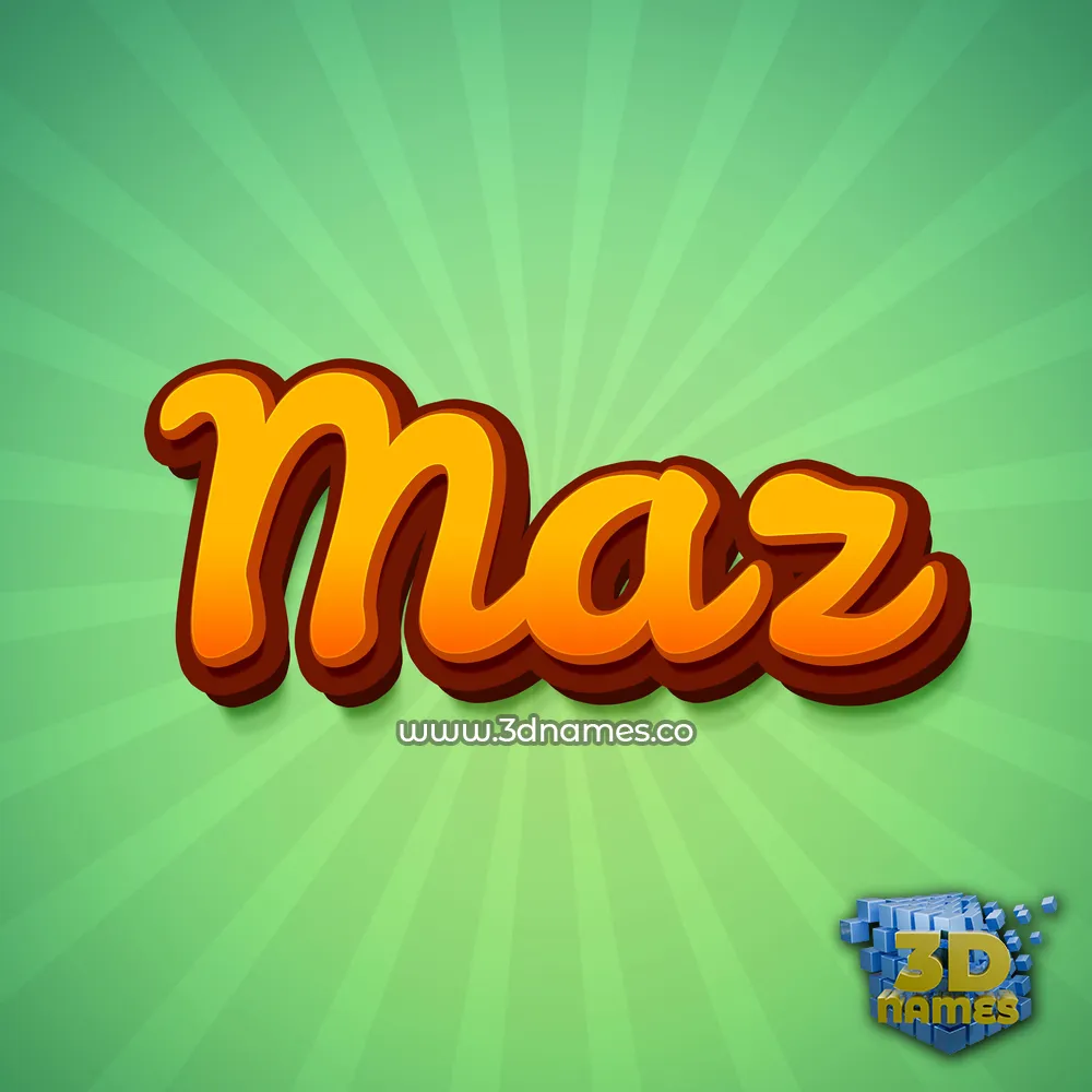 maz in Green Rays style - 3D name wallpaper