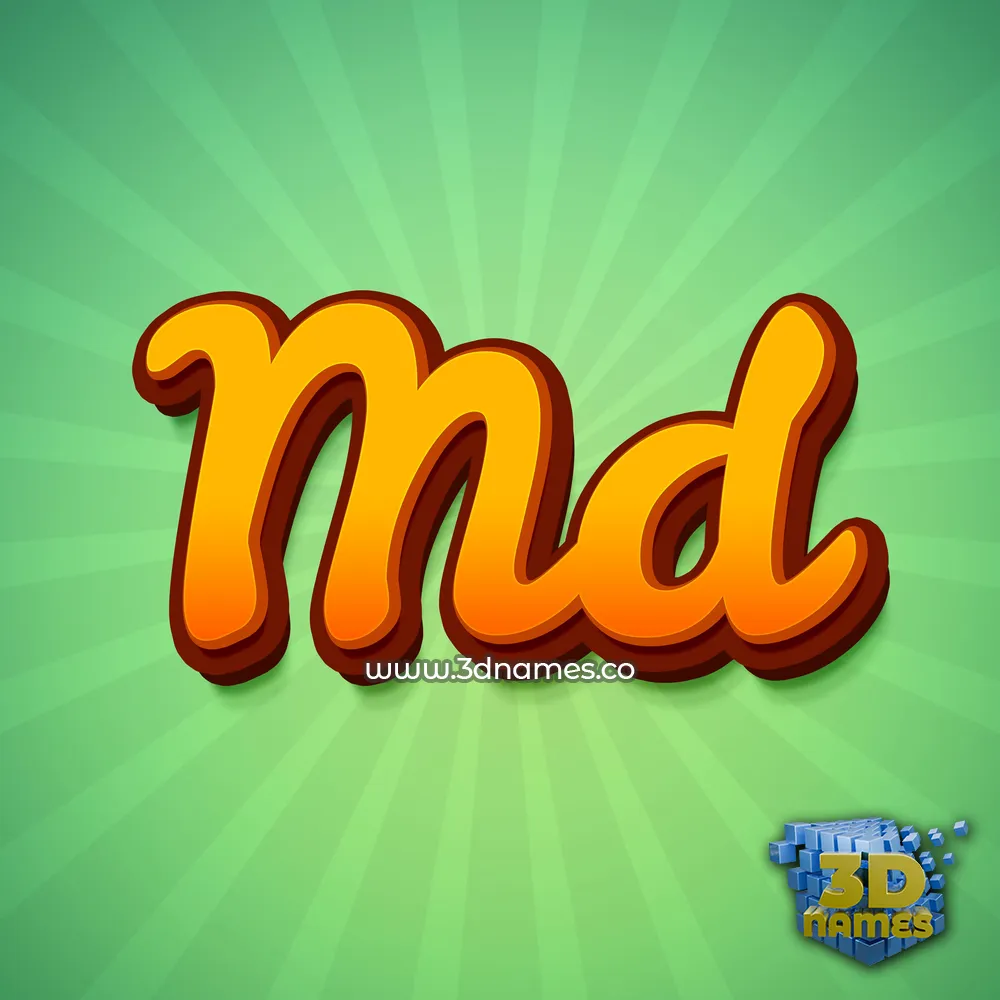 md in Green Rays style - 3D name wallpaper