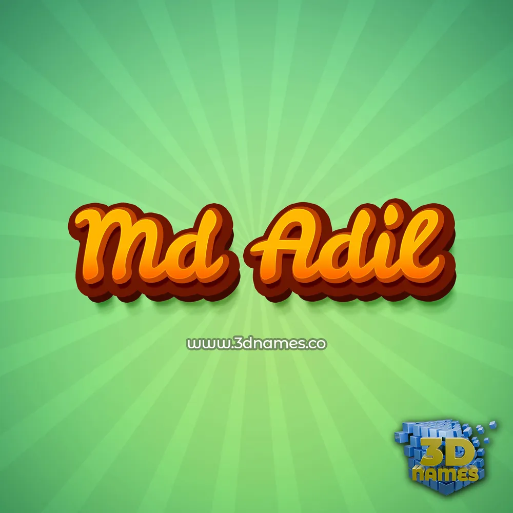 md adil in Green Rays style - 3D name wallpaper