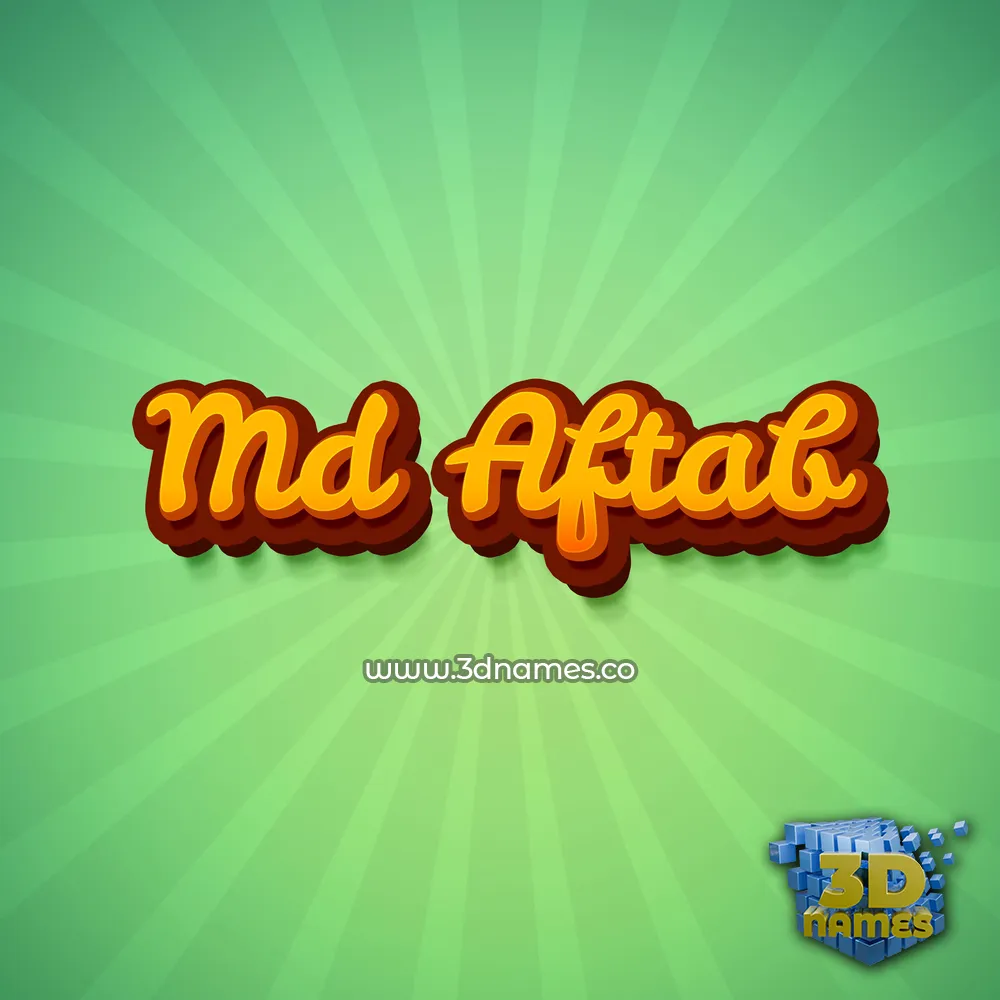 md aftab in Green Rays style - 3D name wallpaper