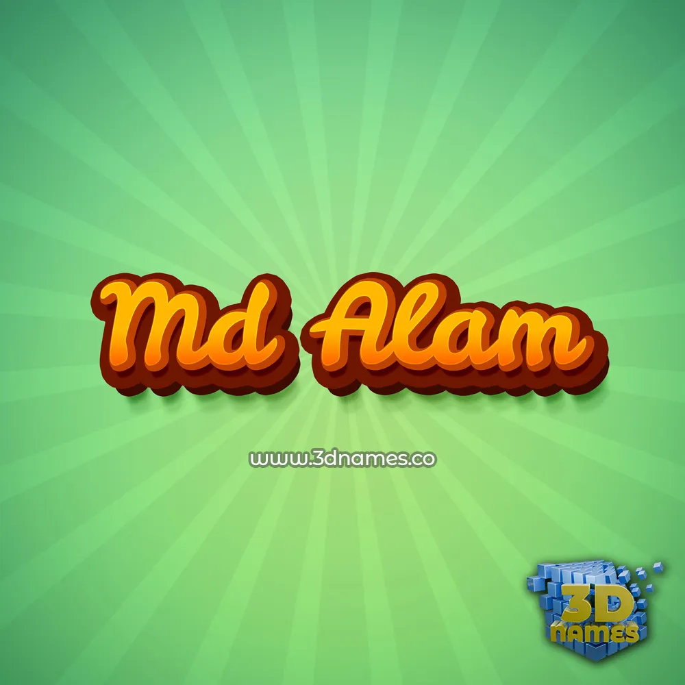 md alam in Green Rays style - 3D name wallpaper
