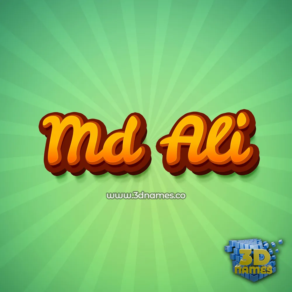 md ali in Green Rays style - 3D name wallpaper