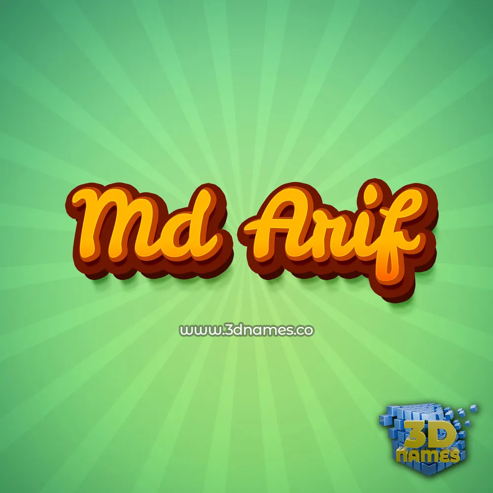 md arif in Green Rays style - 3D name wallpaper