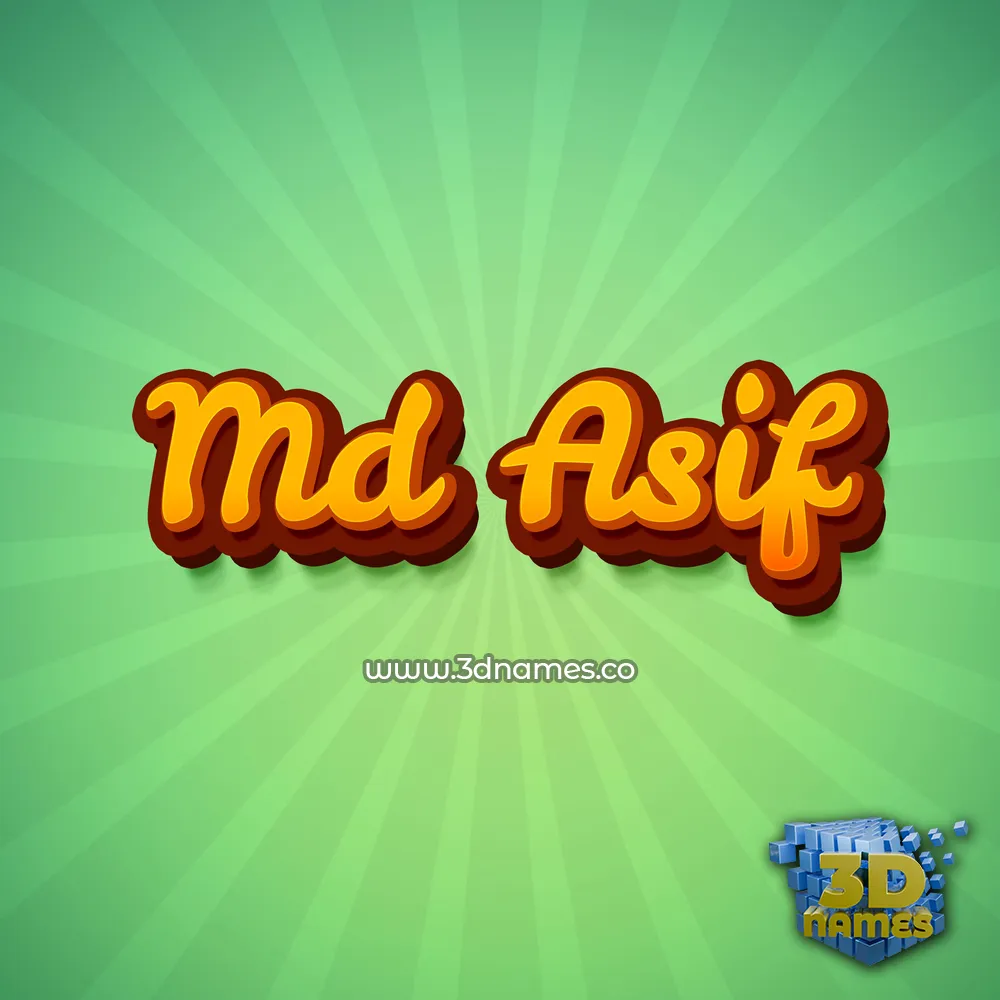 md asif in Green Rays style - 3D name wallpaper