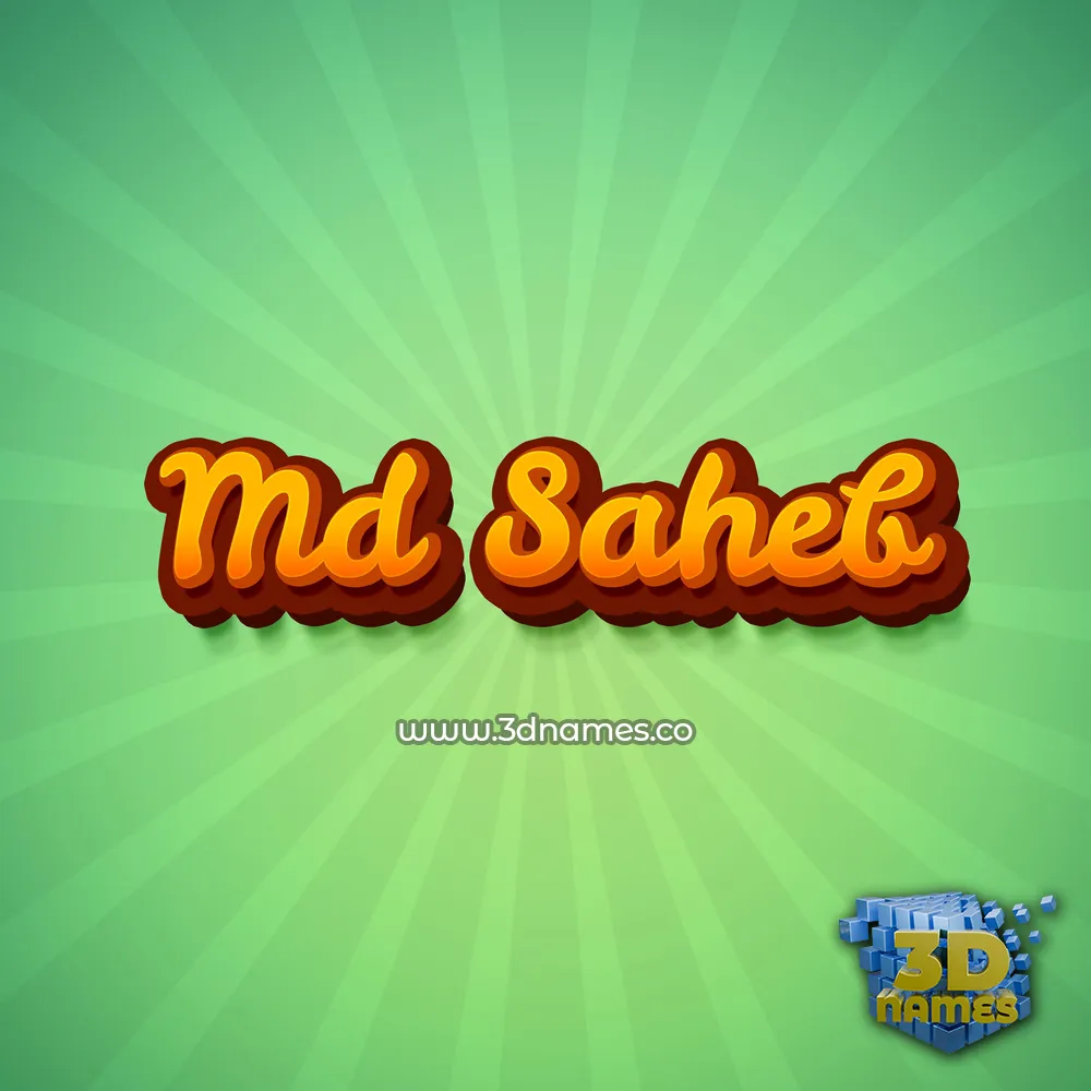 md saheb in Green Rays style - 3D name wallpaper