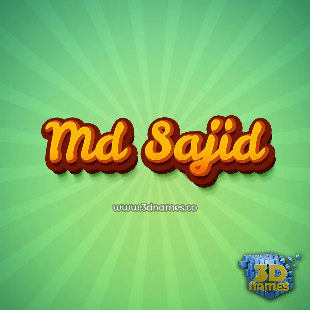 md sajid in Green Rays style - 3D name wallpaper
