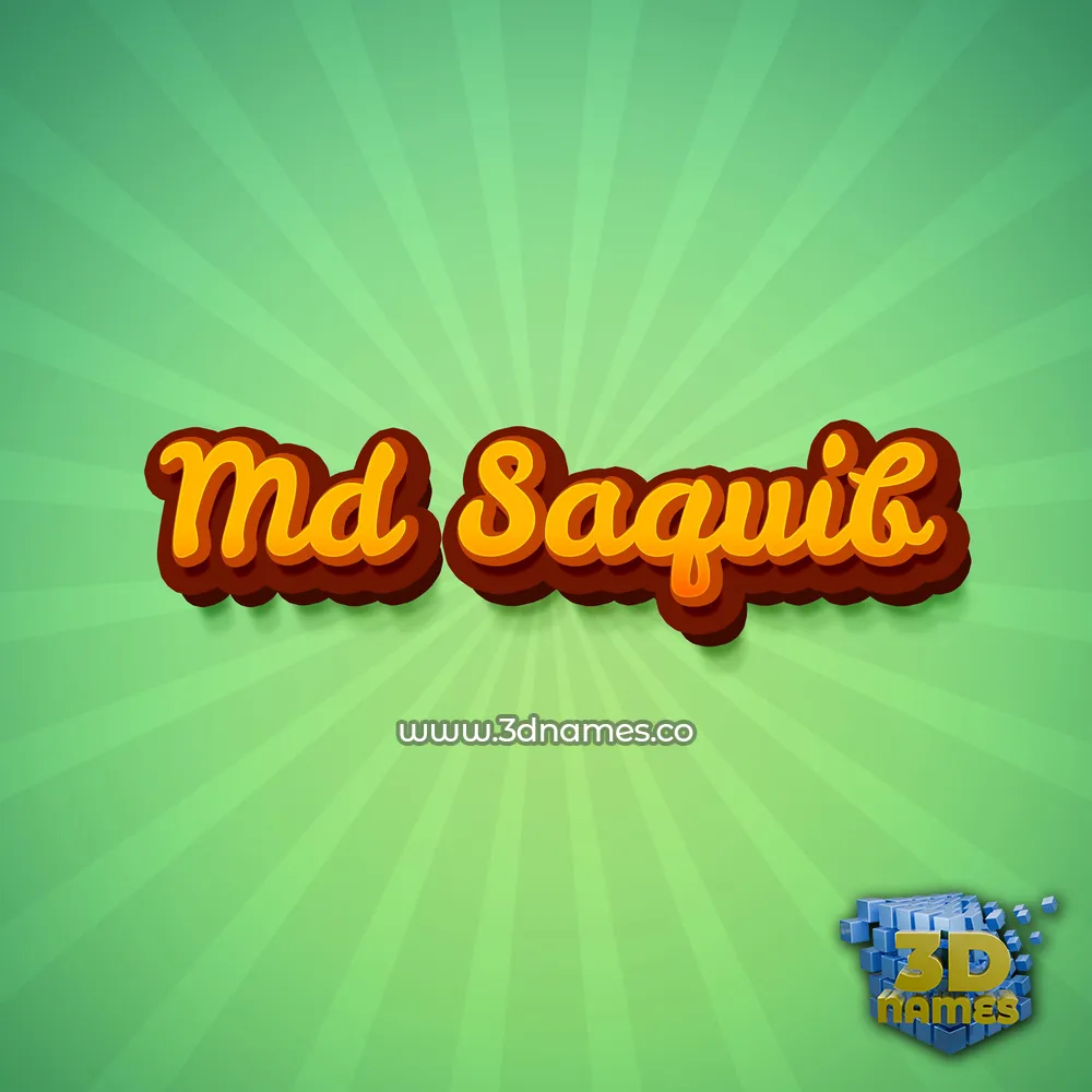 md saquib in Green Rays style - 3D name wallpaper