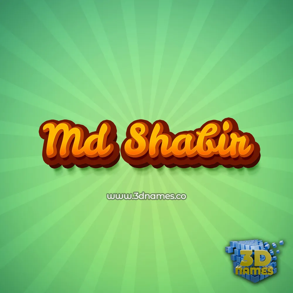 md shabir in Green Rays style - 3D name wallpaper