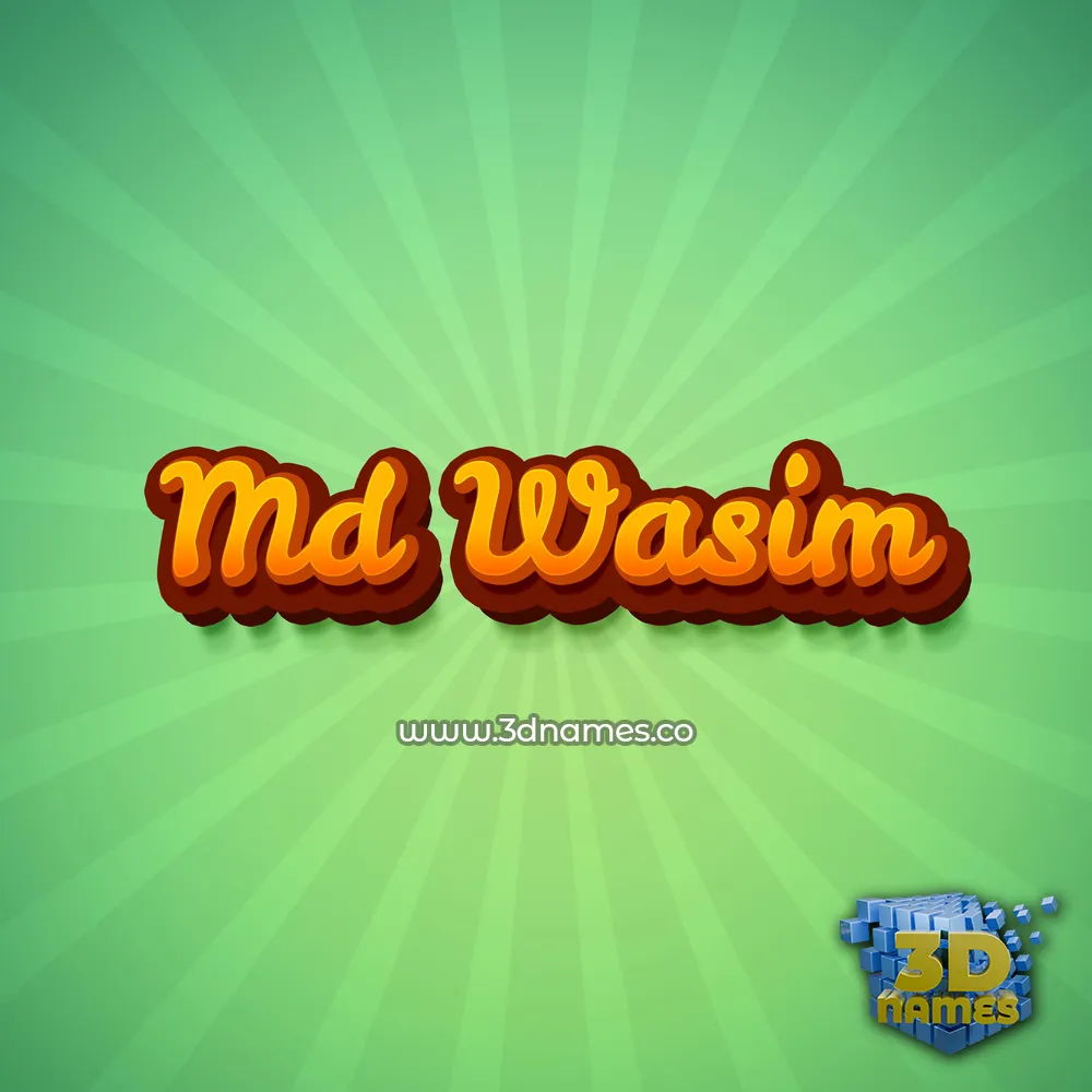 md wasim in Green Rays style - 3D name wallpaper
