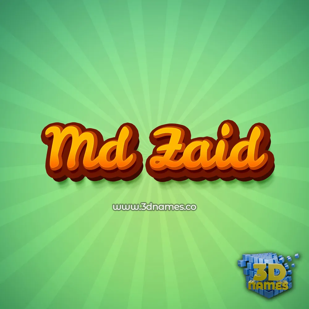 md zaid in Green Rays style - 3D name wallpaper