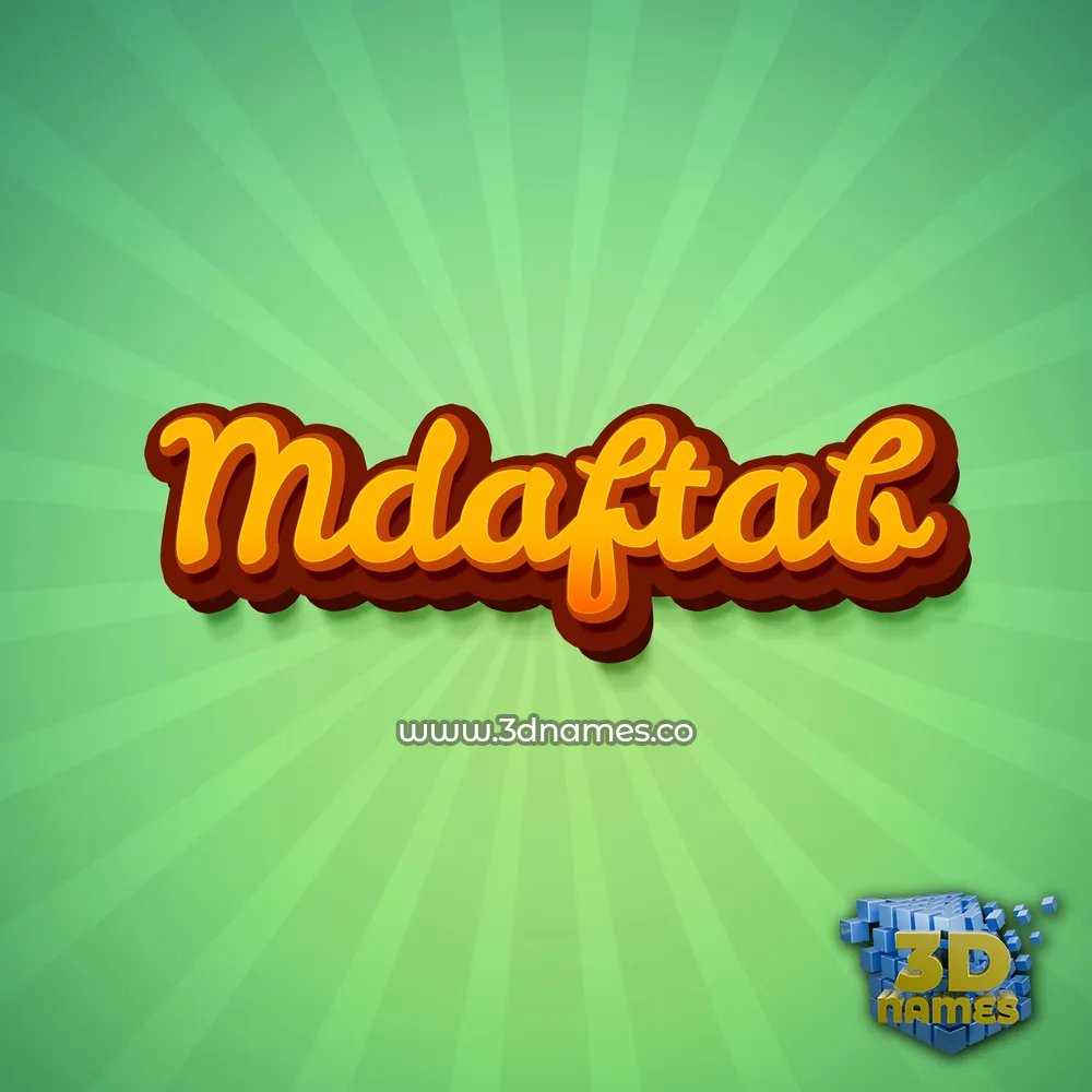 mdaftab in Green Rays style - 3D name wallpaper