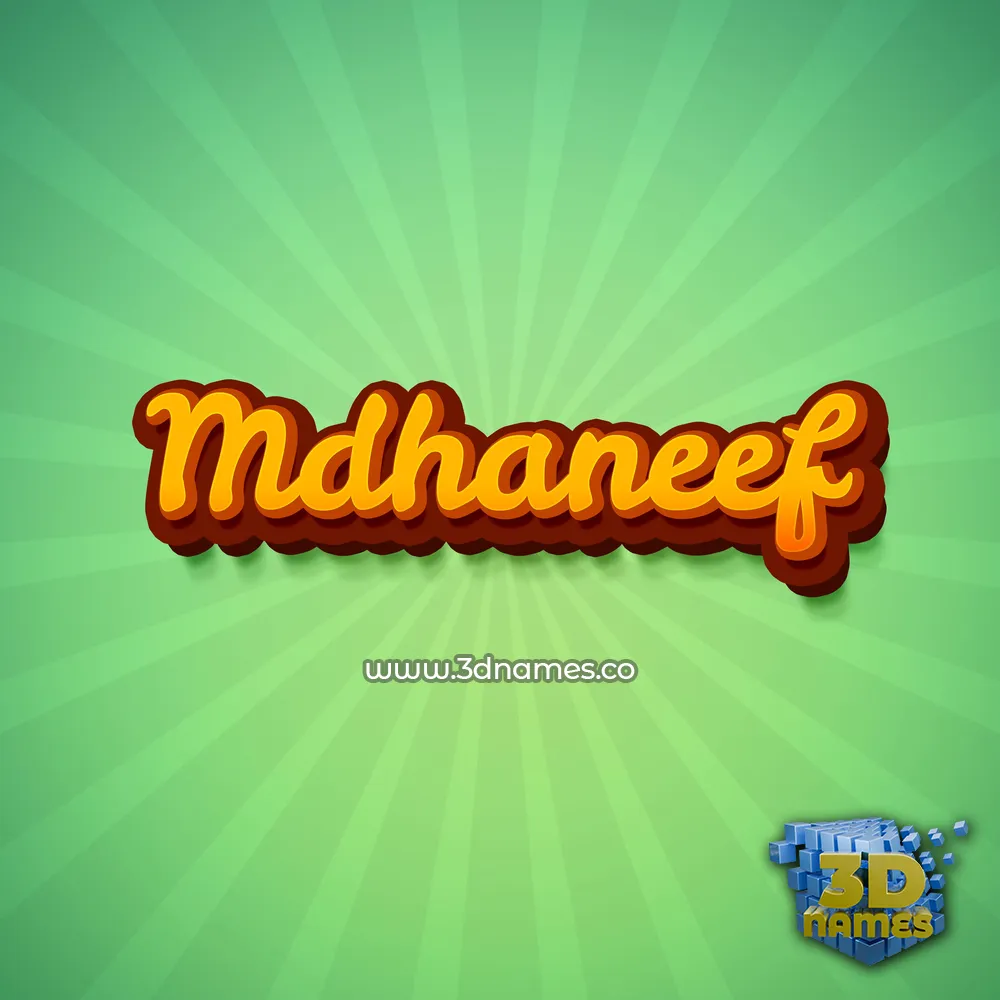 mdhaneef in Green Rays style - 3D name wallpaper