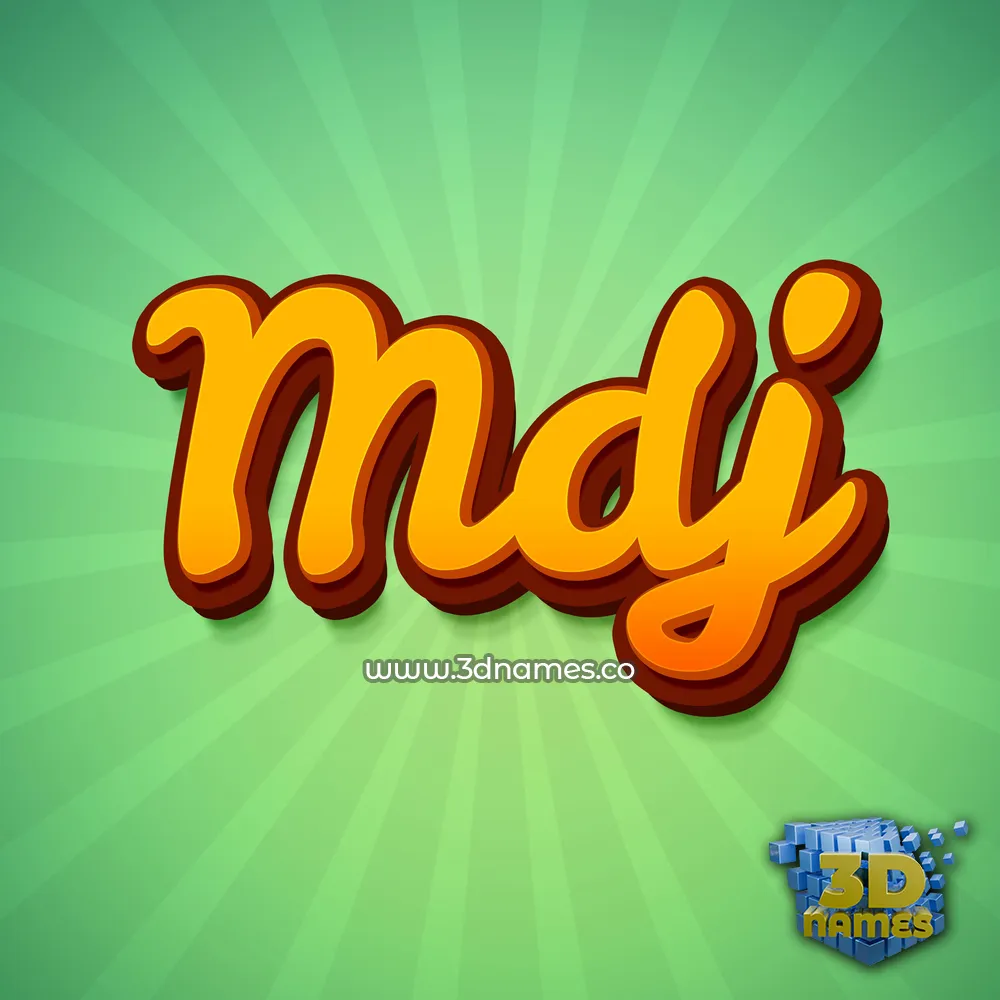 mdj in Green Rays style - 3D name wallpaper
