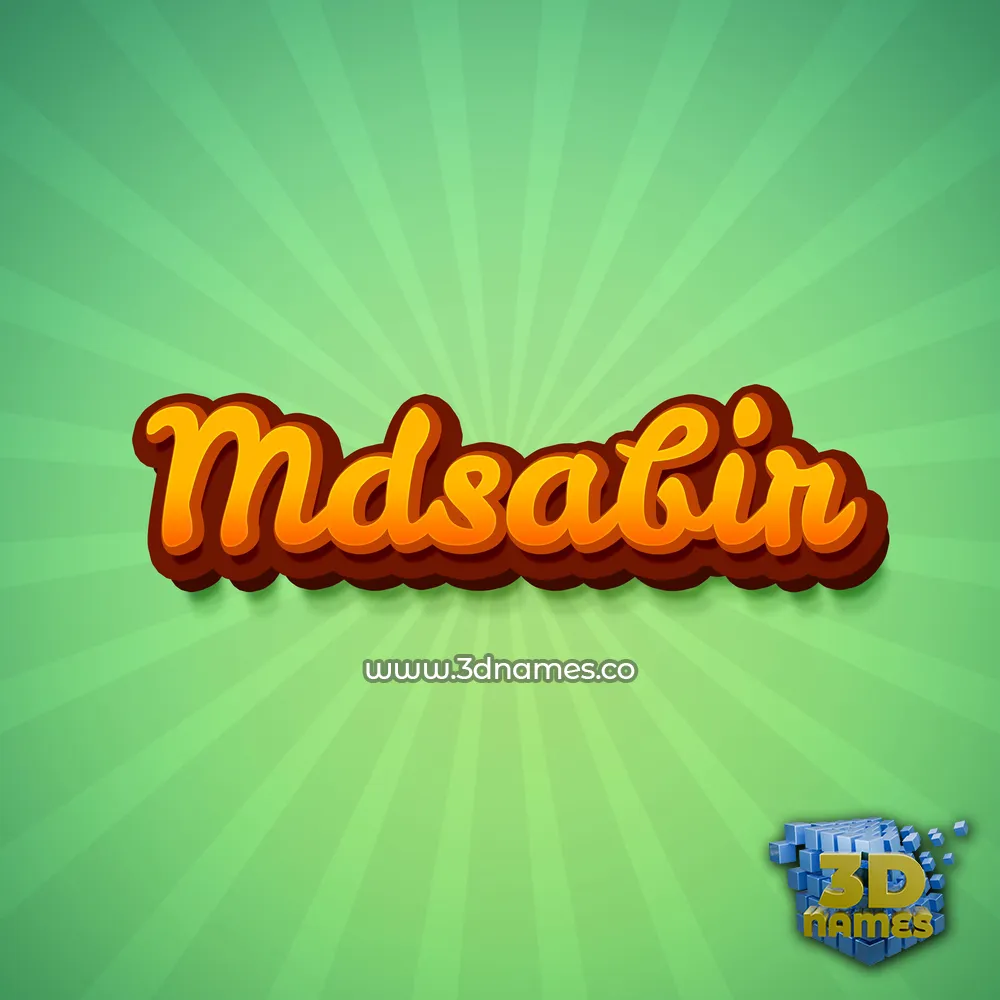 mdsabir in Green Rays style - 3D name wallpaper