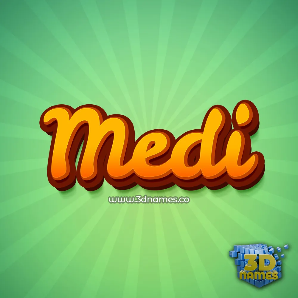 medi in Green Rays style - 3D name wallpaper