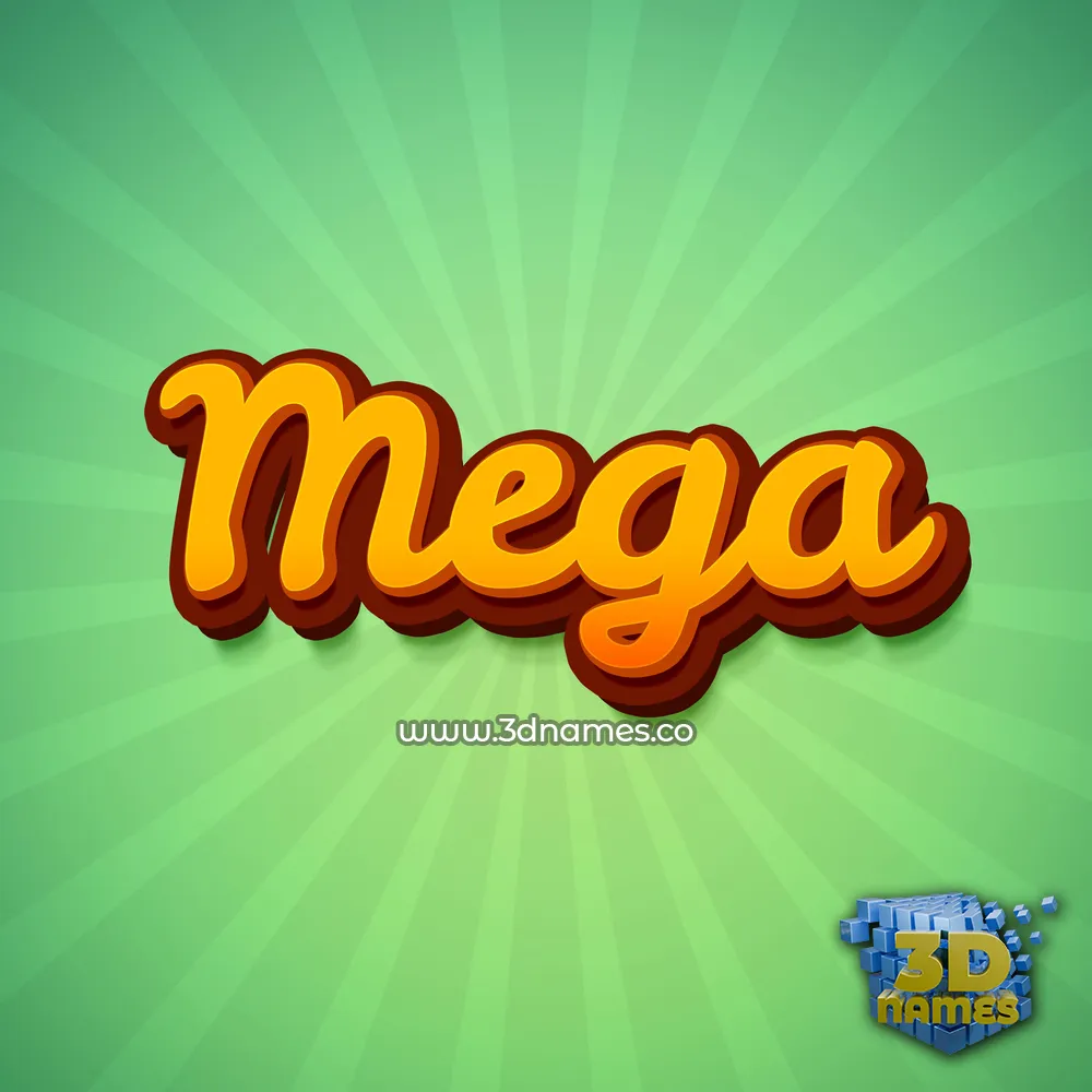 mega in Green Rays style - 3D name wallpaper