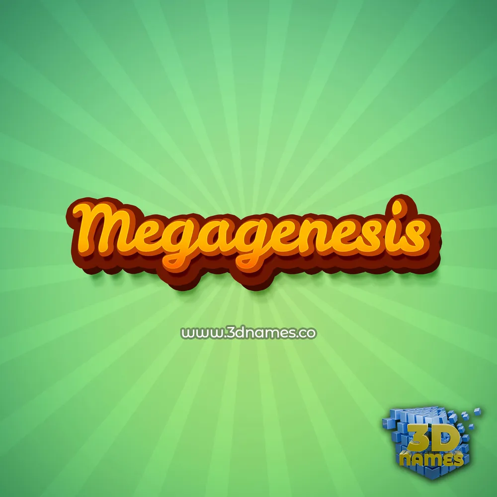 megagenesis in Green Rays style - 3D name wallpaper