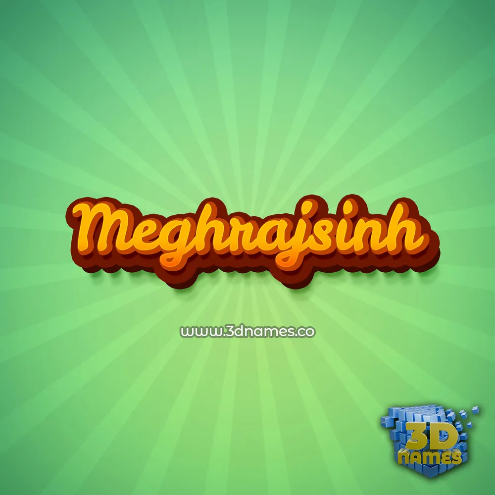 meghrajsinh in Green Rays style - 3D name wallpaper