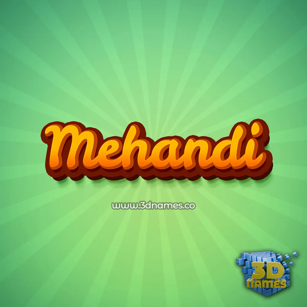 mehandi in Green Rays style - 3D name wallpaper