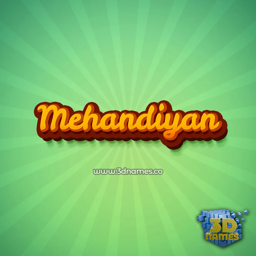 mehandiyan in Green Rays style - 3D name wallpaper
