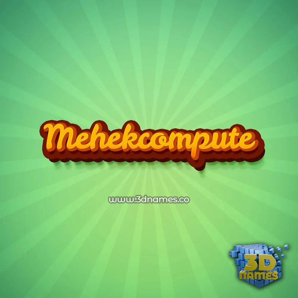 mehekcompute in Green Rays style - 3D name wallpaper