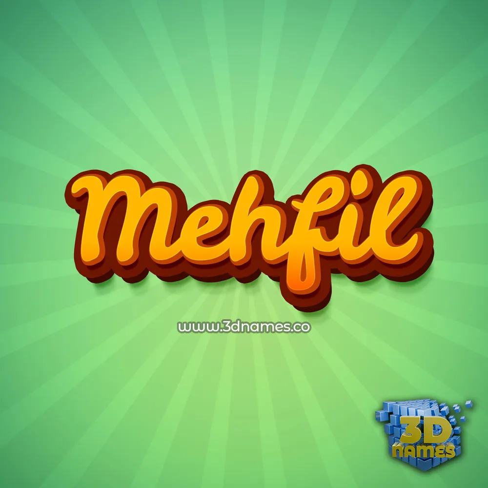 mehfil in Green Rays style - 3D name wallpaper