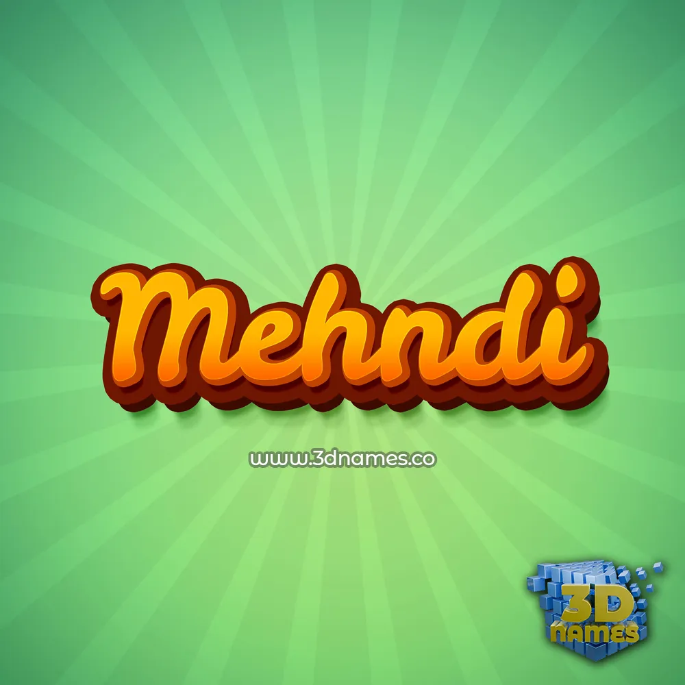 mehndi in Green Rays style - 3D name wallpaper