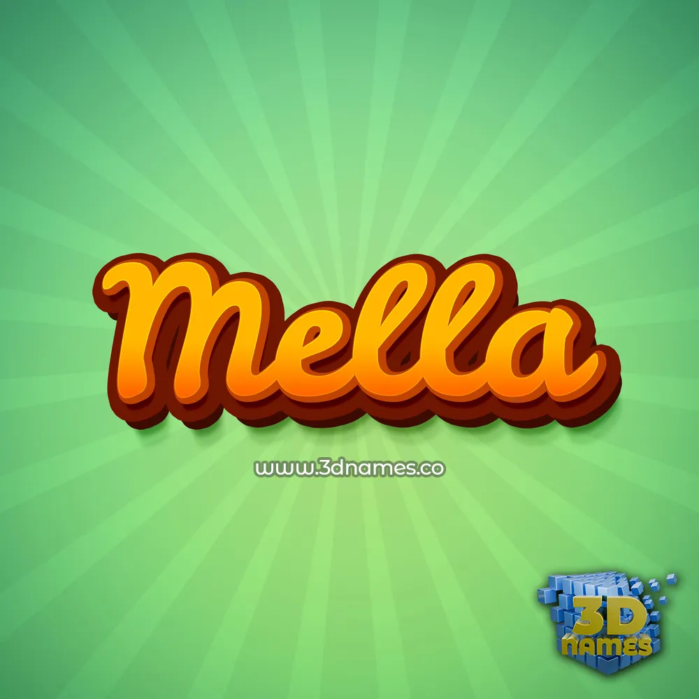 mella in Green Rays style - 3D name wallpaper