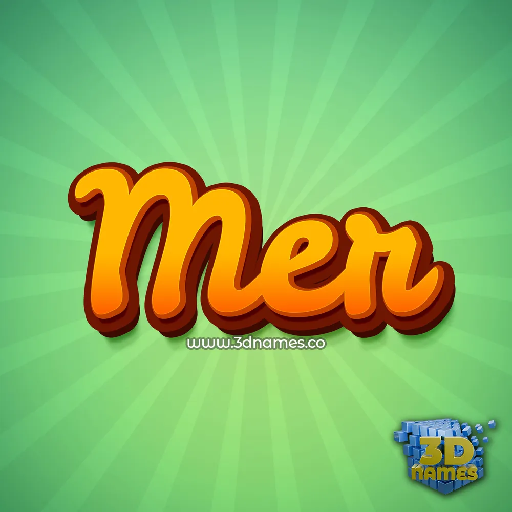 mer in Green Rays style - 3D name wallpaper