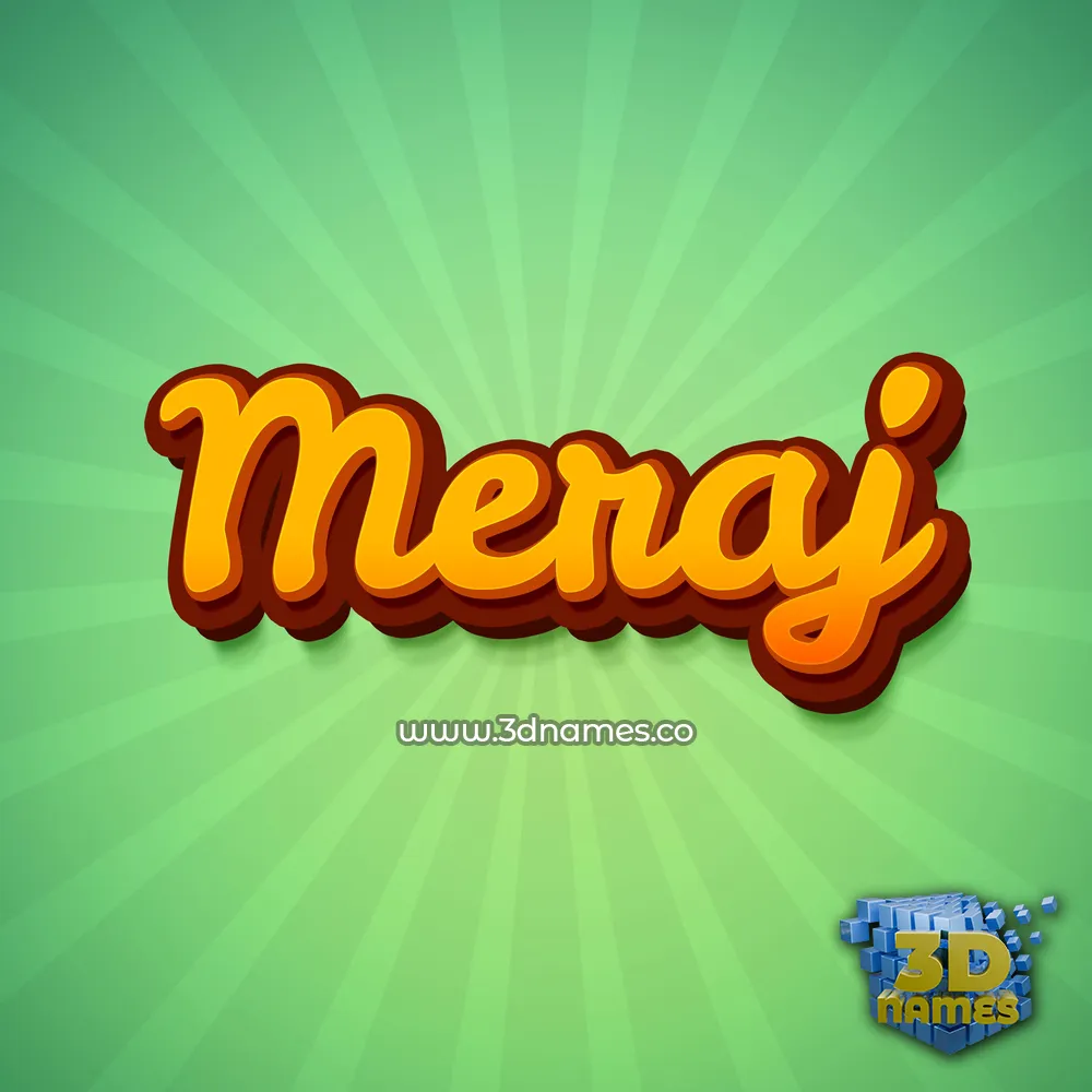 meraj in Green Rays style - 3D name wallpaper