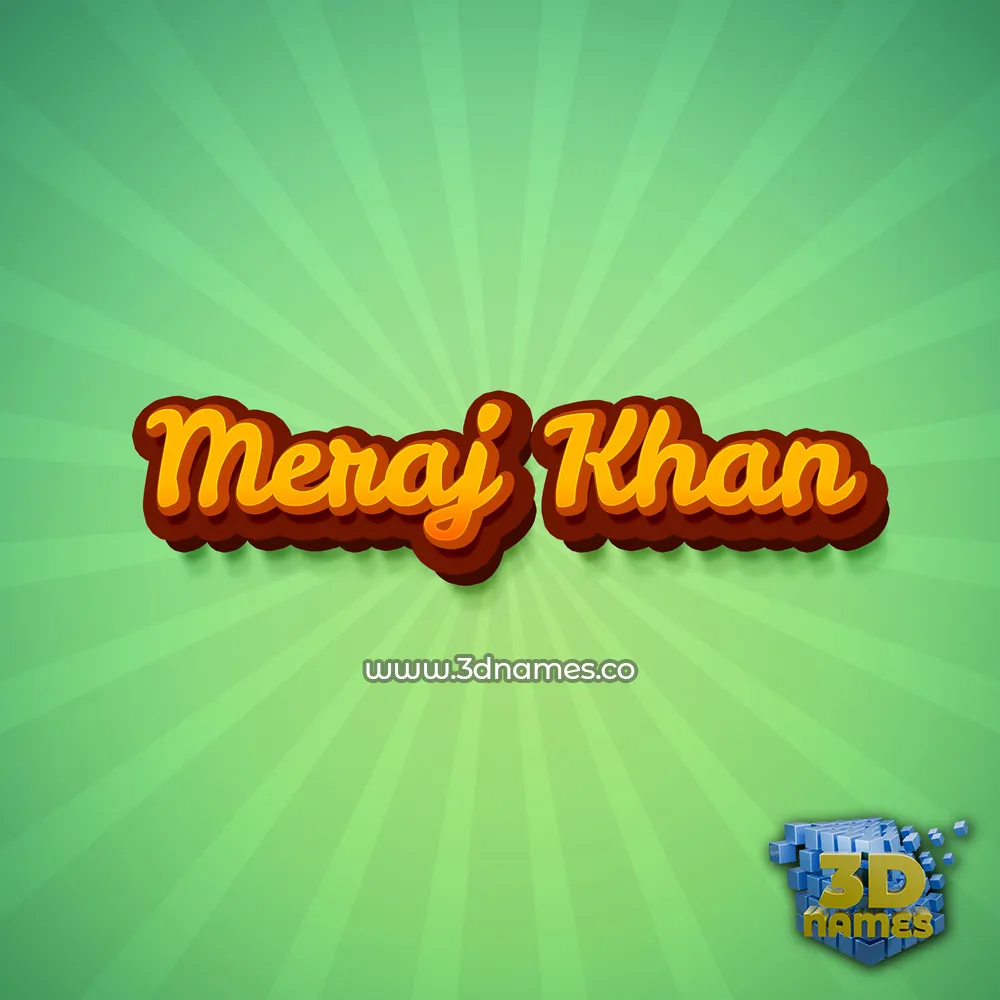 meraj khan in Green Rays style - 3D name wallpaper