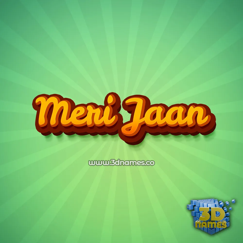meri jaan in Green Rays style - 3D name wallpaper