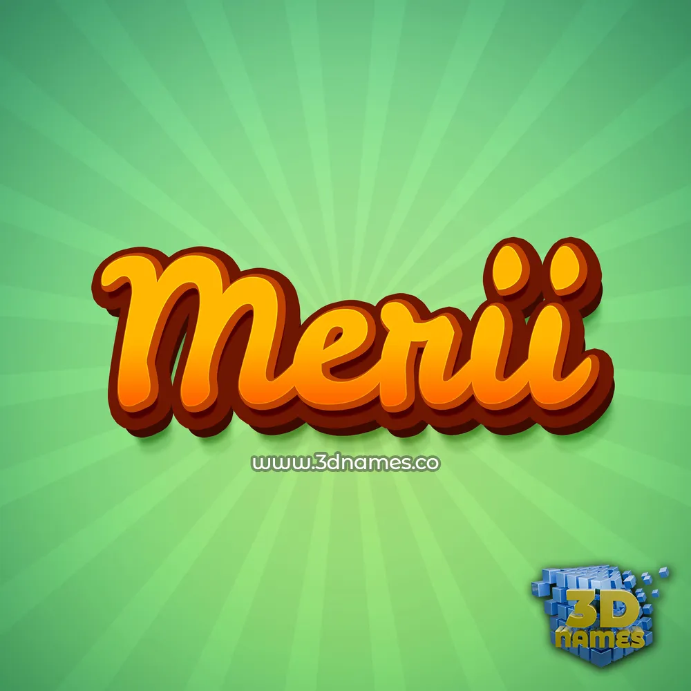 merii in Green Rays style - 3D name wallpaper