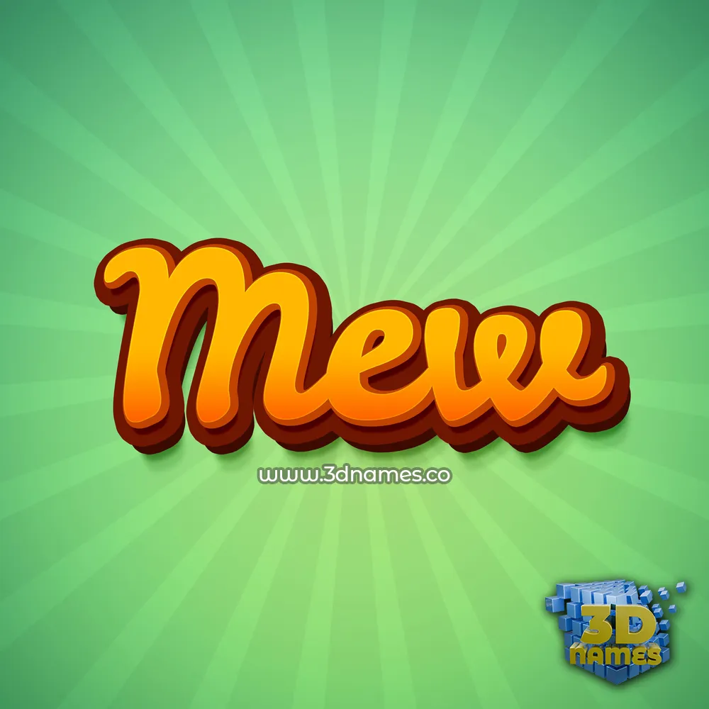 mew in Green Rays style - 3D name wallpaper