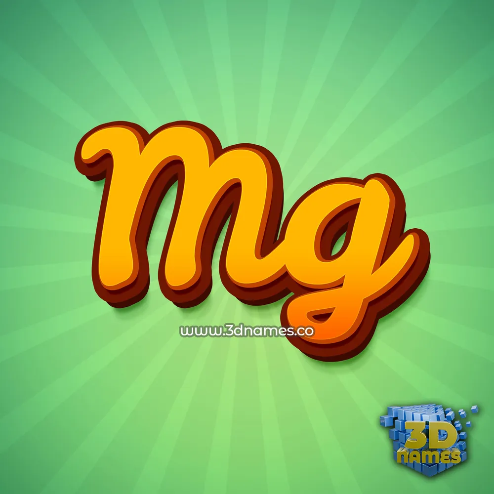 mg in Green Rays style - 3D name wallpaper