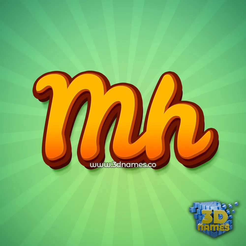 mh in Green Rays style - 3D name wallpaper