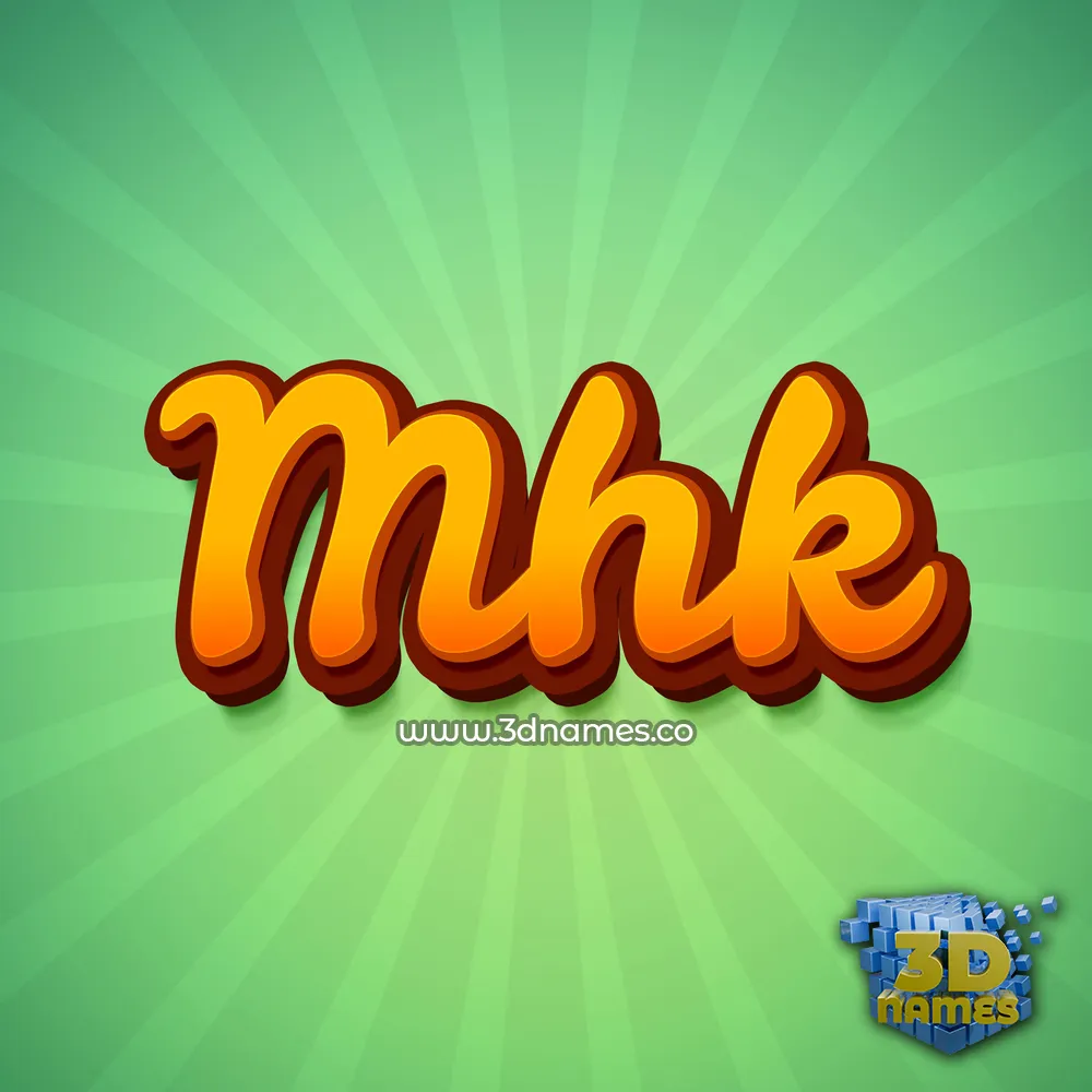 mhk in Green Rays style - 3D name wallpaper