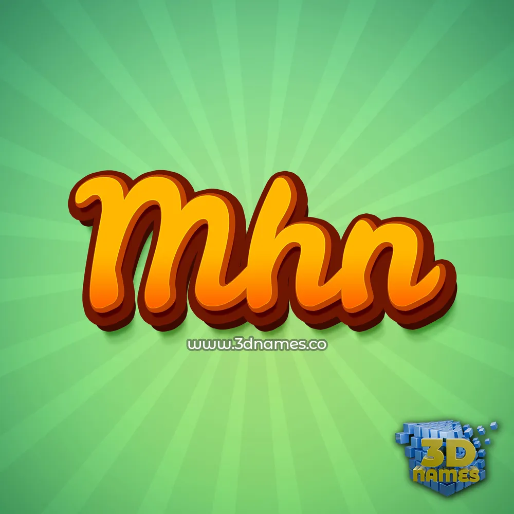 mhn in Green Rays style - 3D name wallpaper