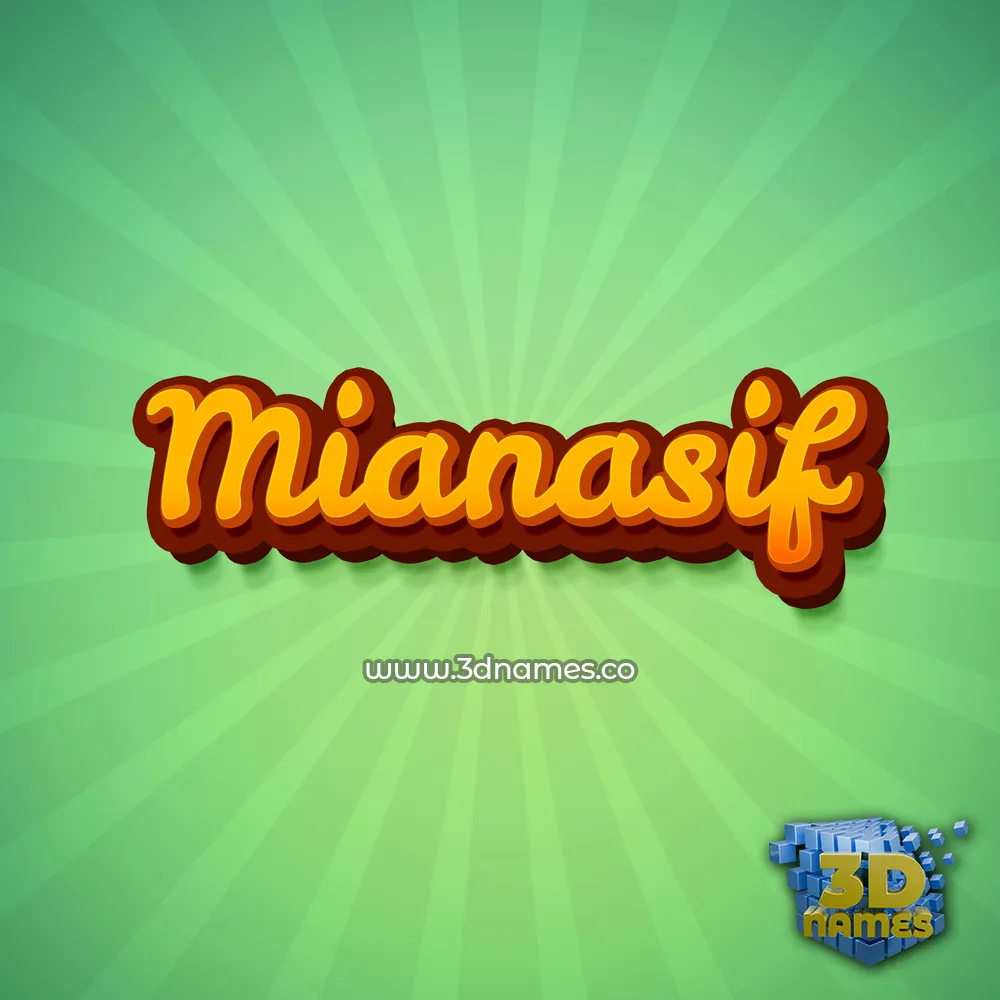 mianasif in Green Rays style - 3D name wallpaper