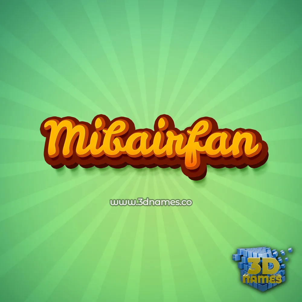 mibairfan in Green Rays style - 3D name wallpaper
