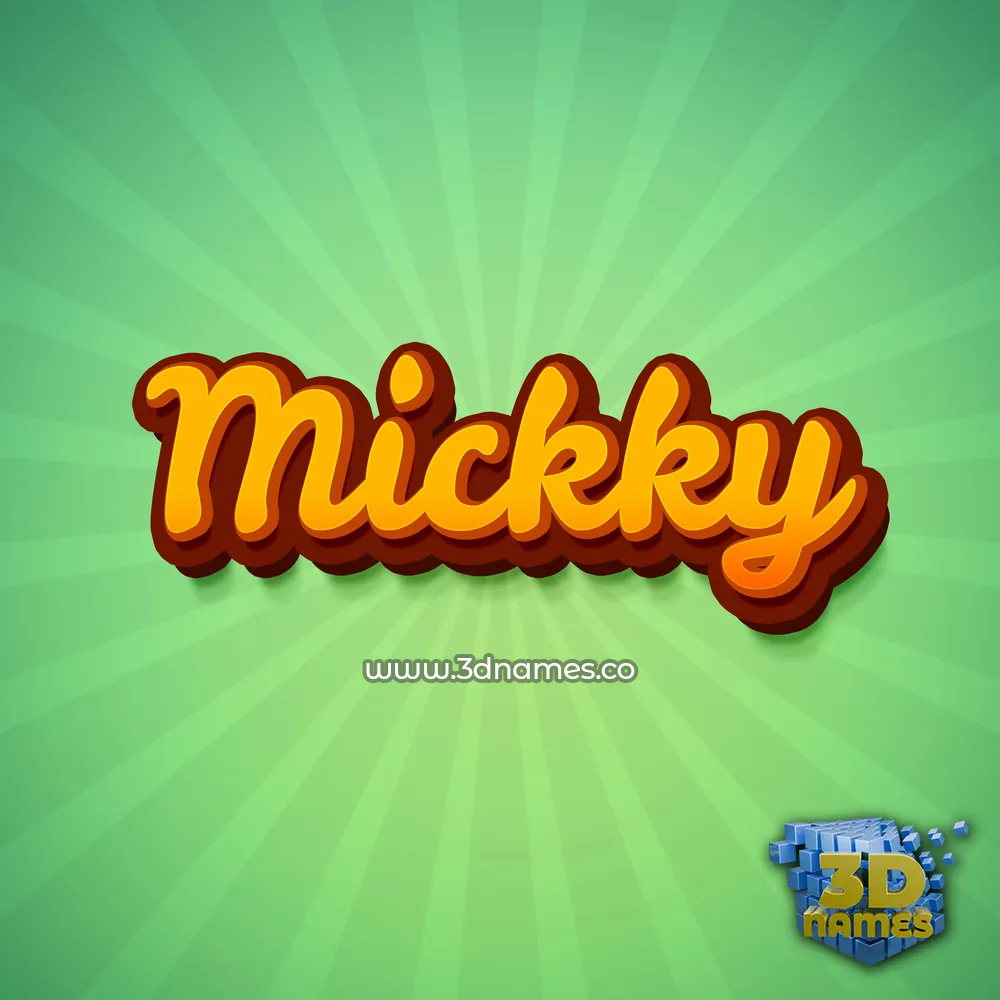 mickky in Green Rays style - 3D name wallpaper