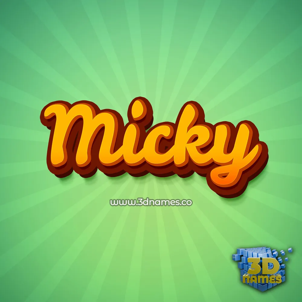 micky in Green Rays style - 3D name wallpaper
