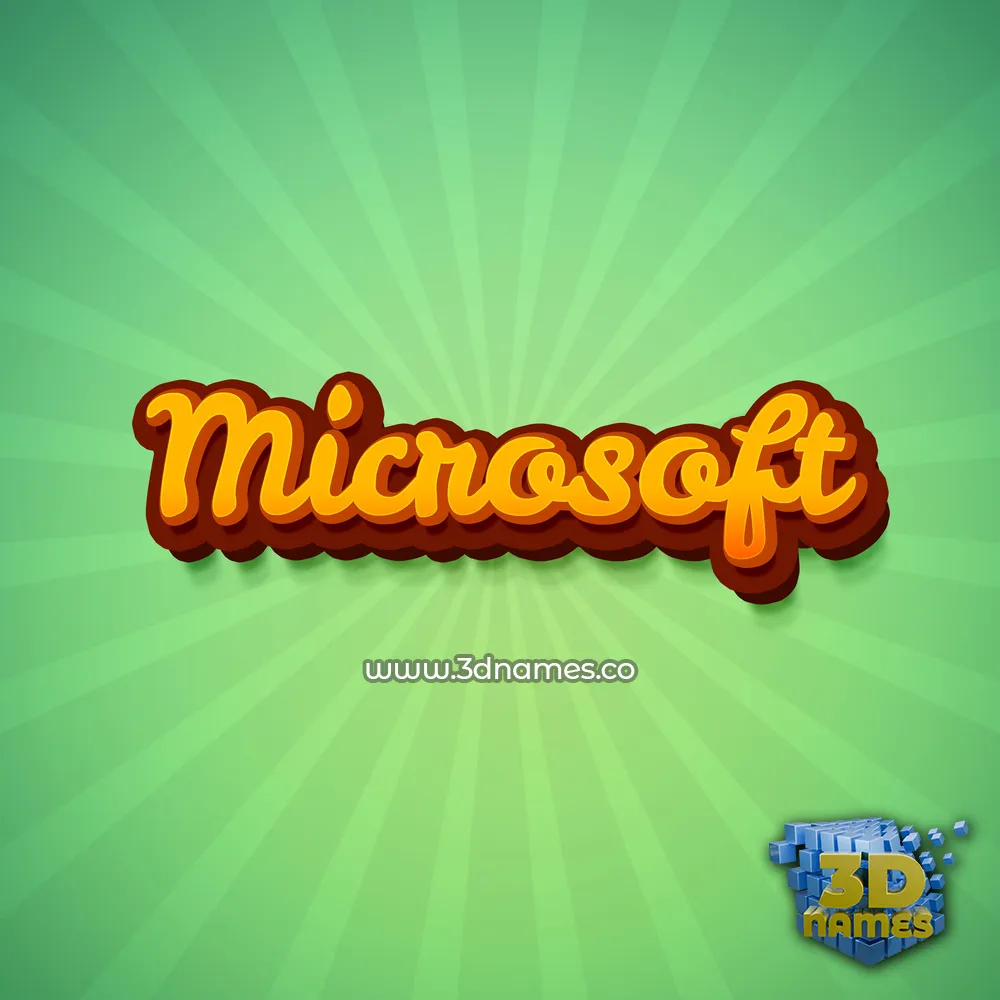 microsoft in Green Rays style - 3D name wallpaper