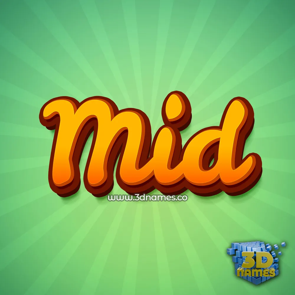 mid in Green Rays style - 3D name wallpaper
