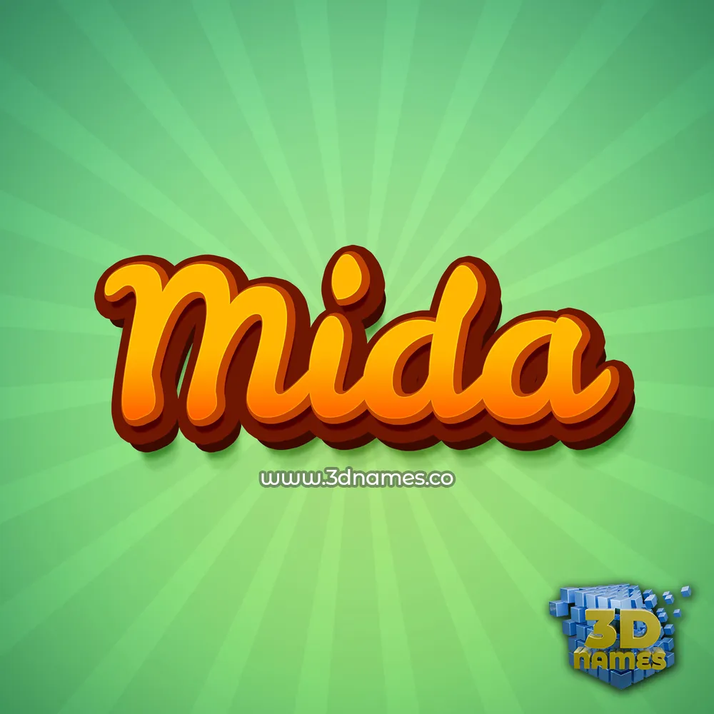 mida in Green Rays style - 3D name wallpaper