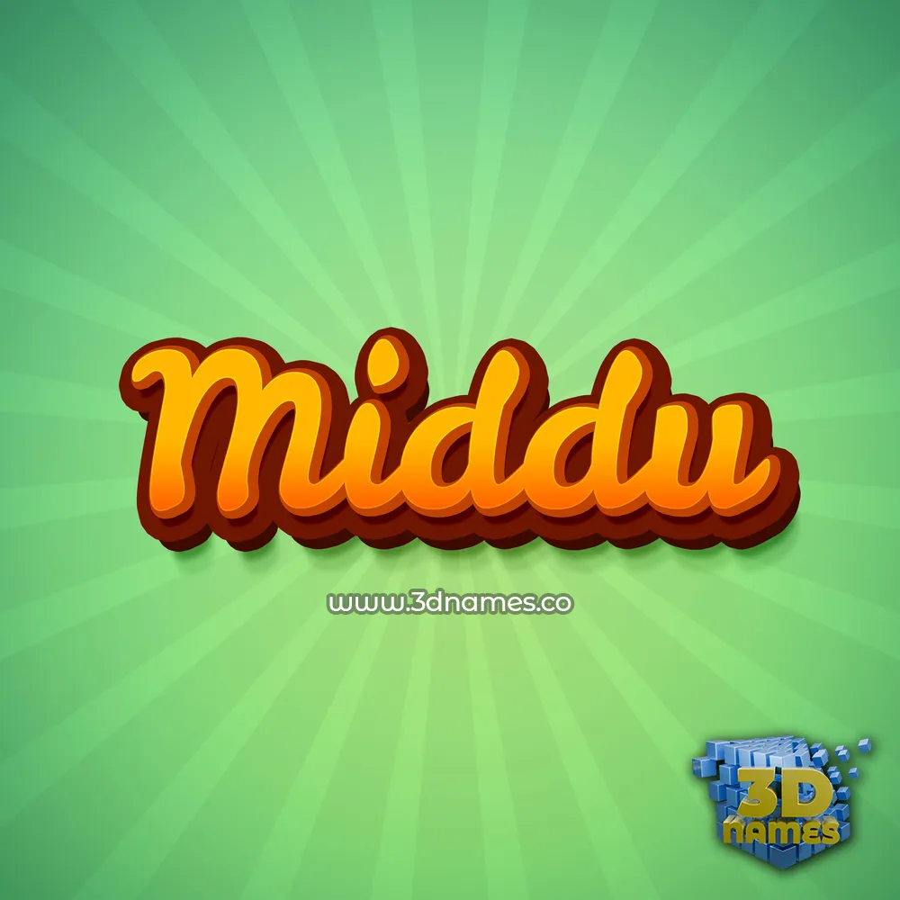 middu in Green Rays style - 3D name wallpaper