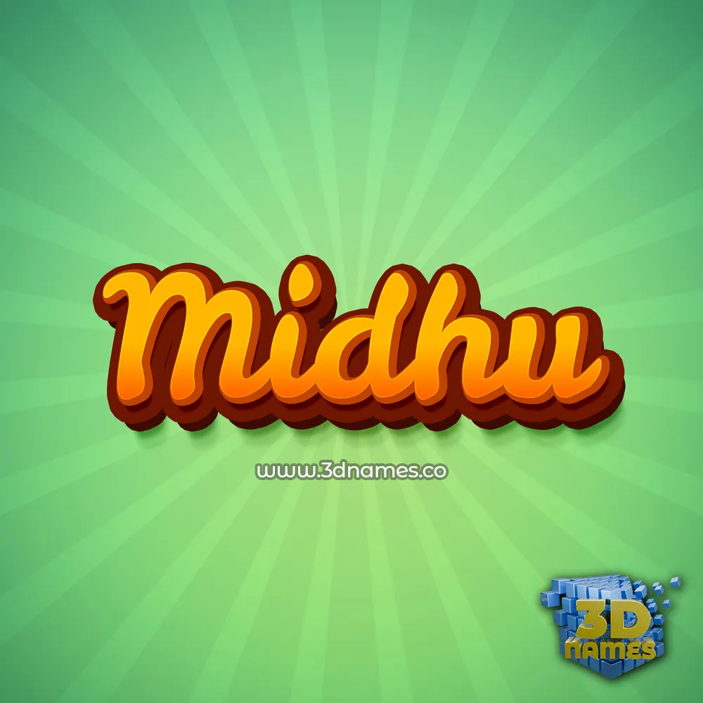 midhu in Green Rays style - 3D name wallpaper