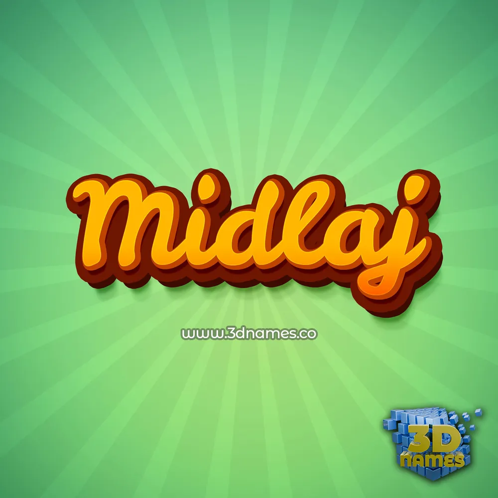 midlaj in Green Rays style - 3D name wallpaper