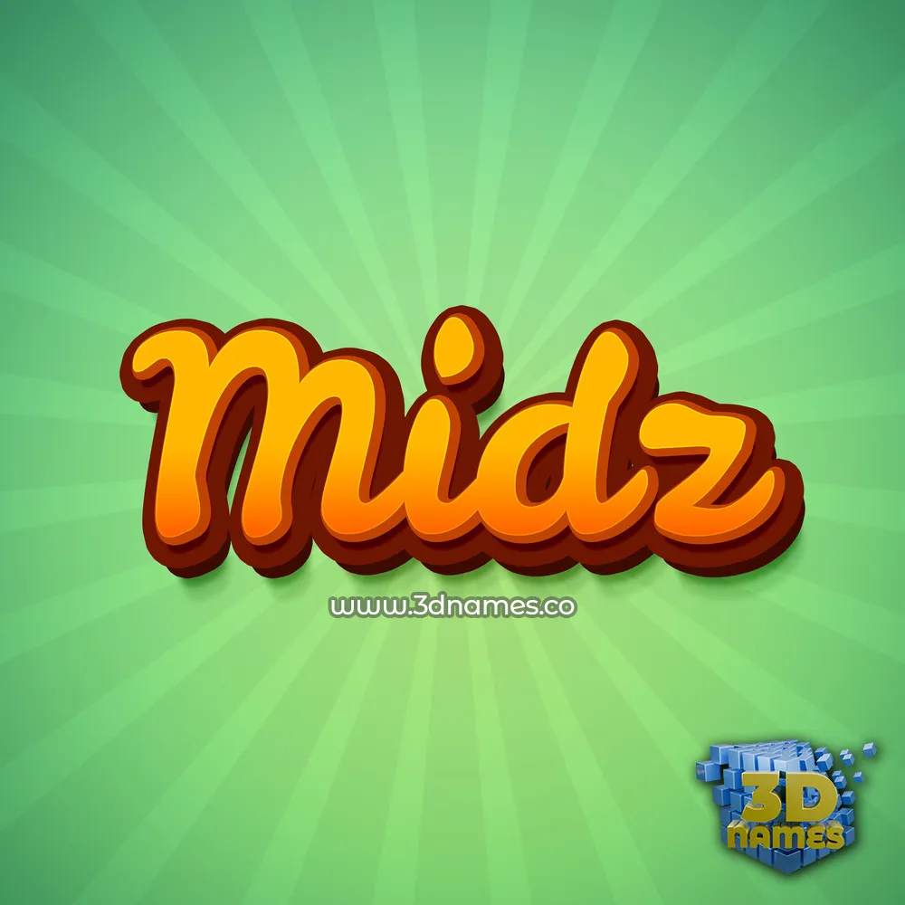 midz in Green Rays style - 3D name wallpaper